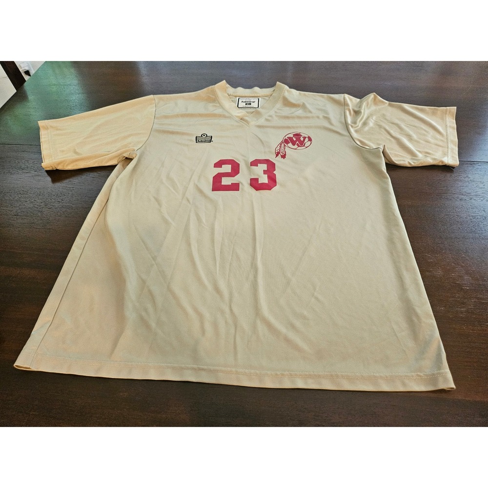 Admiral Soccer Jersey Mens XL Tan Red Number 23 V-Neck Short Sleeve Athletic Tee